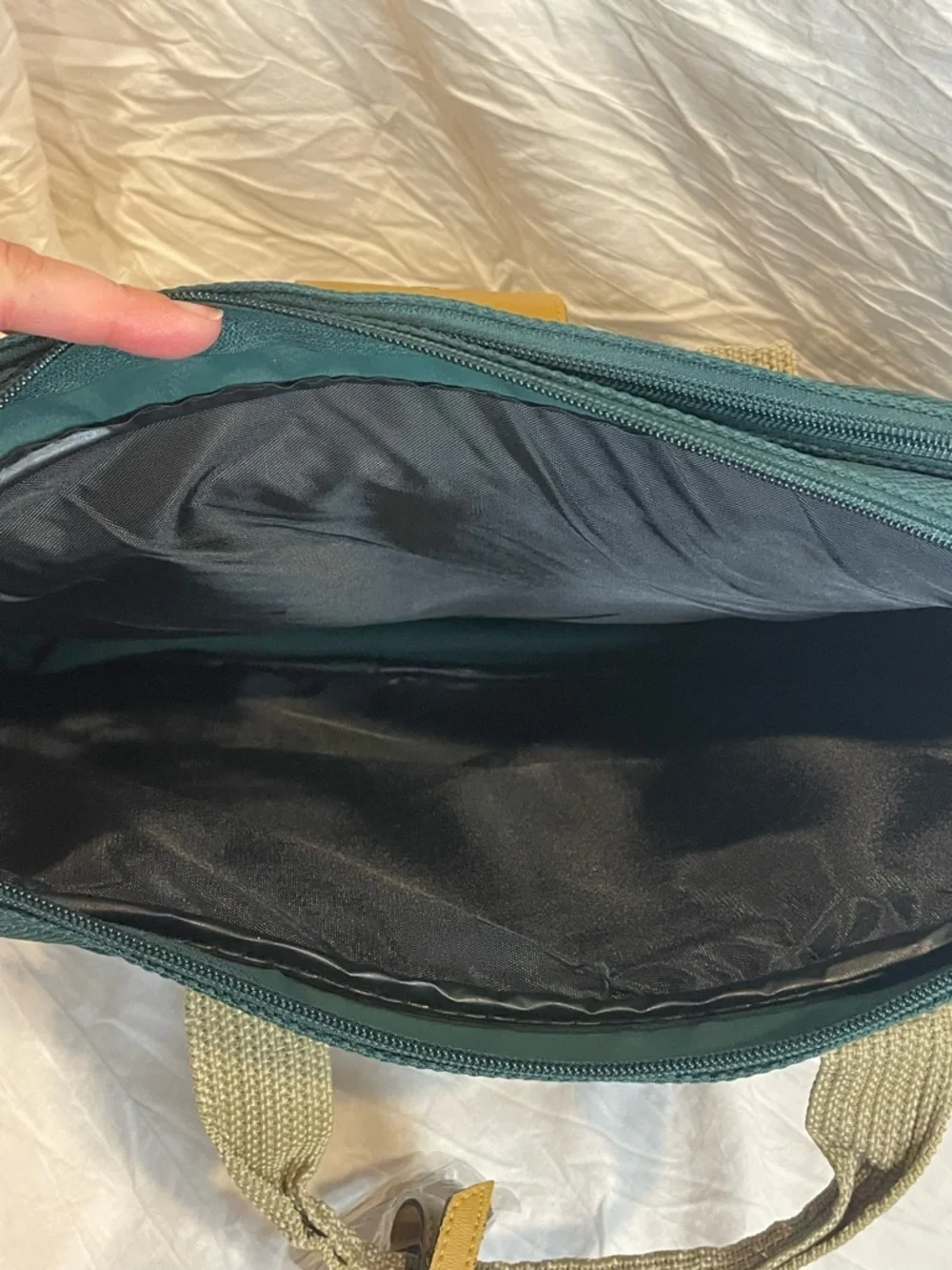 London Fog Oakland Carry-On Briefcase Laptop Bag Green Tan Trim Vintage NWT